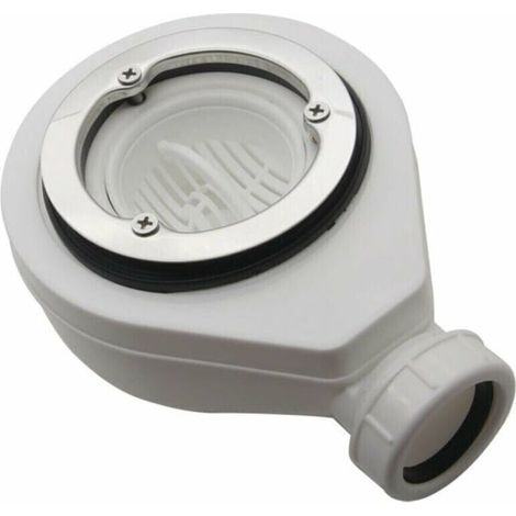 Shower drain - Valve or siphon for shower tray - Diameter 40 mm - Polished stainless steel fixing ring with 3 screws