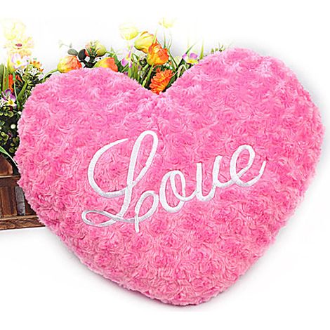 Coussin Forme De Coeur - 23 X 18 X 8 Cm - Fourrure Synthétique Douce - Décoration Lit Canapé Chambre - Pour Fête Des Mères Saint Valentin Anniversaire - 1 Pièce (1/3)