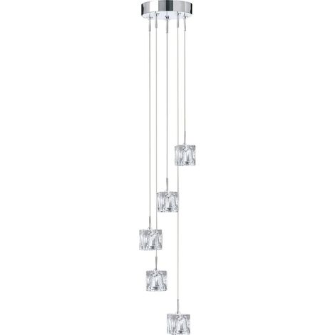 Searchlight Ice Cube - LED 5 Light Spiral Cluster Anhänger Chromglas