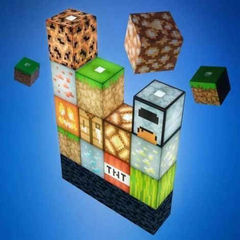 My World Pixel Square Mosaic Table Lamp, Minecraft Block Building Night Light (1/4)