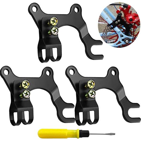 3 Piezas Adaptador Marco de Freno Disco, Soporte Freno Disco Bicicleta Negro, Soporte Adaptador Freno Disco Ajustable, con Destornillador, para Modificaciones de Frenos de Bicicletas (1/5)