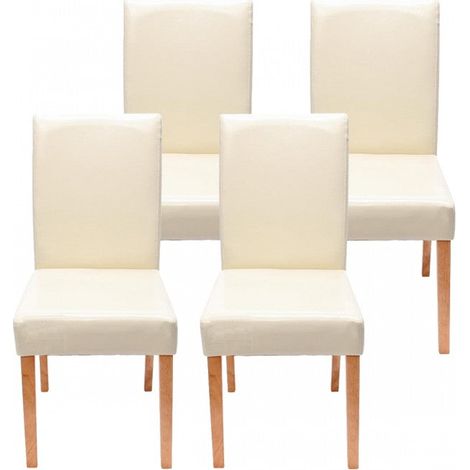 Juego de 4 sillas de comedor sintéticas color crema con patas claras CDS04141 (1/2)