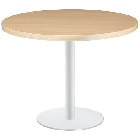 Table ronde chêne clair pied métal blanc - Milano - Maxiburo