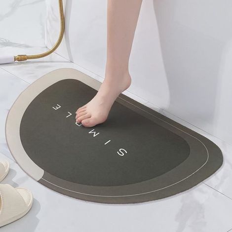 Tapis de bain salle de bain tapis antidérapant porte d'entrée tapis d'entrée absorbant demi-rond salle de bain porte tapis café (1/3)