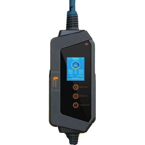 Cargador portátil para vehículos eléctricos, potencia de 7 kW, corriente máxima de 32 A, grado de protección IP66, longitud del cable de 5 m, temperatura de funcionamiento de -30 a +50 °C. (1/5)