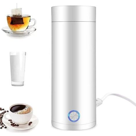 Hervidor de viaje portátil, hervidor eléctrico pequeño de 400 ml, vaso termo eléctrico 3 en 1, taza aislante. (1/5)
