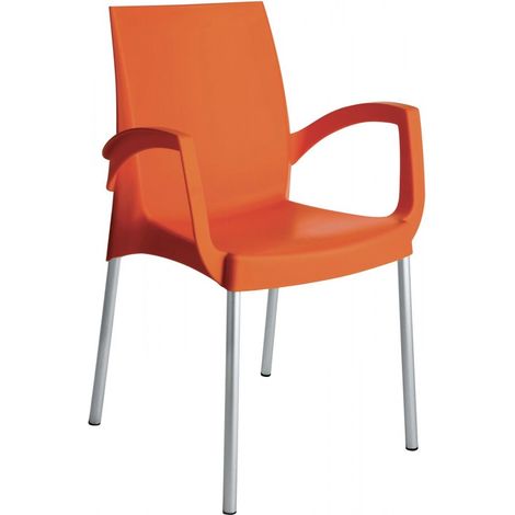 Poltrona Impilabile arancio Con Gambe In Alluminio (1/3)