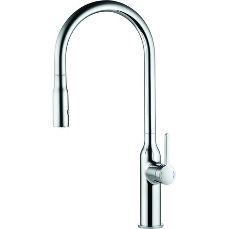 KWC Küchenarmatur Sin 3 mit herausziehbarer Schlauchbrause chrom, Hochdruck (1/4)