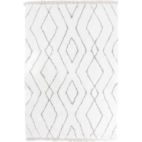 Tapis berbère élégance en microfibre gris blanc - Blanc gris (1/4)