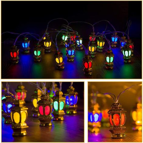 Lanterne Lumineuse - Guirlande À 40 LED - Longueur 6 M - Modes Clignotant Et Fixe - Alimentation Par 3 Piles AA - Pour Décoration Ramadan, Jardin, Fête (1/5)