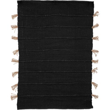 Tapis Tula en coton avec pompon en jute 60x90cm - Atmosphera créateur d'intérieur