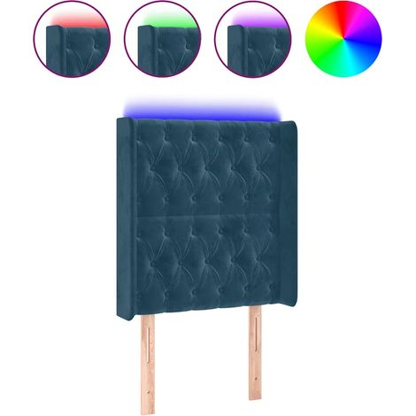 Testiera Testata del letto a LED Blu Scuro 83x16x118/128 cm in Velluto (1/5)