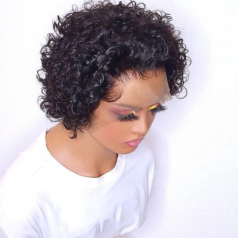 vente Chaude En Europe Et En Amrique Pixies Perruque 131 Lace Frontale Perruque De Cheveux Rels Pixie Curly. (1/5)