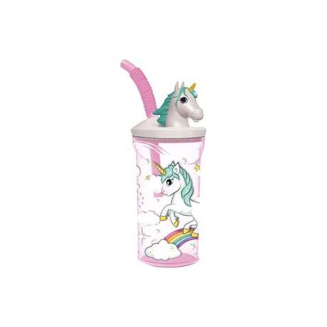 Vaso con Pajita Stor Unicorn Rainbow Rosa (360 ml)