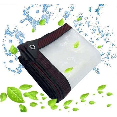 FENOPLASTICA Transparente, wasserdichte Plane mit Ösen - für Gartenmöbel - Geeignet für den Außenbereich - Regendicht - Pflanzenisolierung - Staubdicht - mit 2 Kordelzügen (1/5)