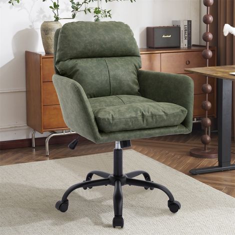 Chaise de Bureau Ergonomique - 71,58x60,5x102cm - Siège Pivotant Réglable en Hauteur pour Bureau Chambre Maquillage - Vert (1/5)