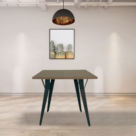 Table de salle à manger carrée coloris chêne 80x80 cm - Yutan (1/2)