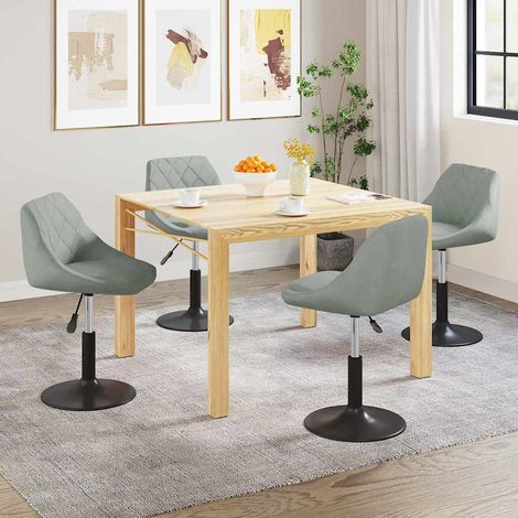 vidaXL Sillas de comedor giratorias 4 unidades terciopelo gris claro (1/5)