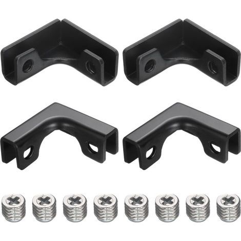 Lntyq 4Pcs Attache Fixation Verre, Pour 3-7mm Support Fixation Verre En L, Attache Renforcée En Alliage D'Aluminium Pour Vitrine, Aquarium (Noir) (1/5)