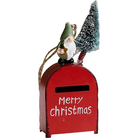Mini boîte aux lettres de Noël - Boîte à enveloppes et cartes cadeaux décoratives en forme de lutin de Noël, petite boîte de rangement (1 pièce) (1/5)