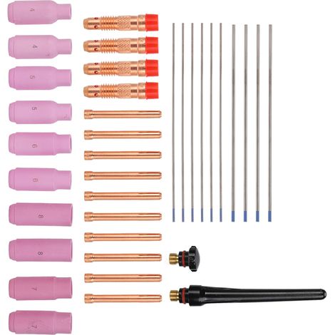 Lot de 36 accessoires pour torche à souder cuivre céramique alliage de tungstène compatible WP 17 18 26 (1/5)