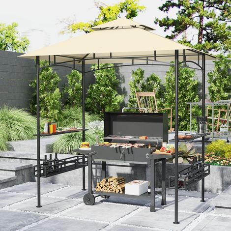 Pabellón de barbacoa con doble techo acero 240 cm OKMYHOME (1/5)