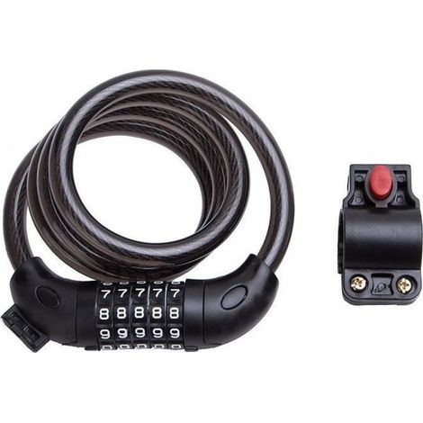 (Noir)Câble Vélo à Code Ecent - 5 Chiffres 1,2m - Noir - Pour Vélo Loisir (1/4)