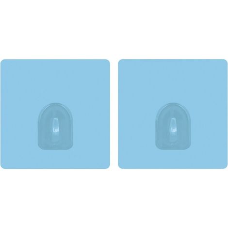 Lot de 2 crochets adhésifs muraux repositionnables Bleu Clair MSV
