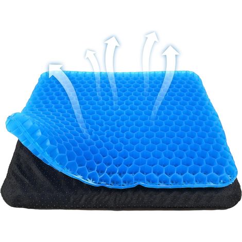 Cojín de gel para asiento - Cojín de gel de doble grosor con forma de huevo - Cojín transpirable para silla de ruedas y silla - Apto para asientos de coche y sillas de oficina - Azul (1/5)