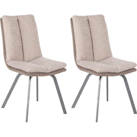 CALLOM - Lot de 2 Chaises Bi-Ton Beiges avec Sur-Coussin (1/3)