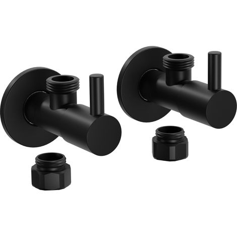 Design-Eckventil Bernstein 2er-Pack Schwarz matt 3/8" mit Rosette 7009