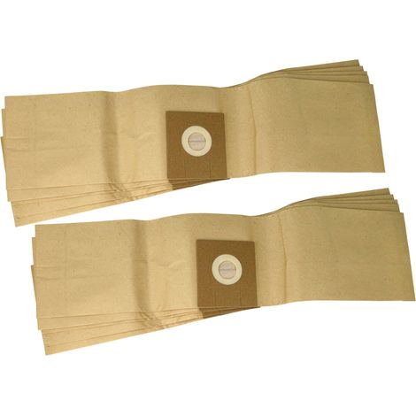 vhbw 10x Vacuum Cleaner Bag compatible with Hako Supervac D 5, 7206-00, Cleanserv VD 5 Vacuum Cleaner, filter paper, 63 cm x 15 cm, Brown
