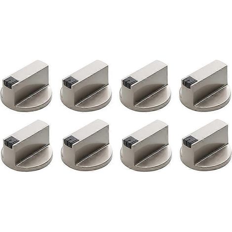 6 mm großer Bedienknopf aus silberfarbener Zinklegierung für Gasherd, Backofen und Kochfeld. (1/5)