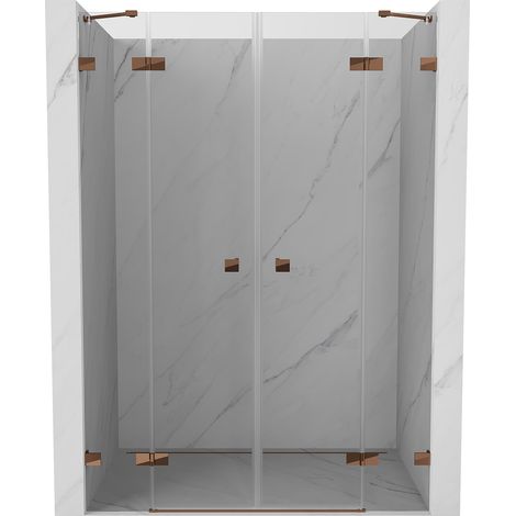 Mexen Lunar Dusche Duo Drehfalttür 140 cm, transparent, Roségold - 834D-140-000-60-00