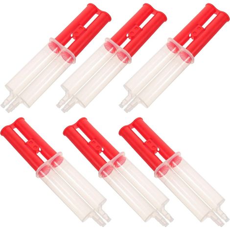 6 tubes de mélange adhésif AB 15ml en plastique rouge, rechargeables, pour réparation extérieure et projets DIY (1/5)