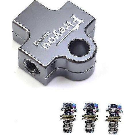 Raccord en T pour flexible de frein hydraulique, compatible avec les systèmes de freinage de motos, quads et mini-motos (gris). (1/5)