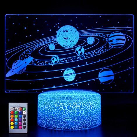 Solar System Night Light for Kids, 3D Illusion LED Light for Children's Bedroom, Remote Control, 7 Colors Changing and Dimmable, Christmas Gift for Girls and Boys, Home Decor (1/5)