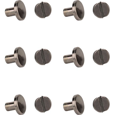 Lot de 120 Rivets Chicago Laiton 9,5x8mm, Tête Plate Incurvée Sans Bavure, Outil de Fixation Cuir DIY, Électroplaqué (1/5)