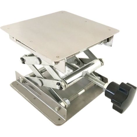 Mesa elevadora de laboratorio GABRIELLE, plataforma elevadora de acero inoxidable, 100 x 100 mm, altura de elevación extensible de 45 a 150 mm, peso soportado 5 kg