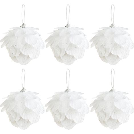 Lot de 6 boules de Noël blanches en mousse, à suspendre, pour la maison, un mariage ou une fête (7,2 cm). (1/2)