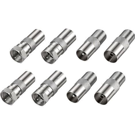 8Pcs Adaptateur d’Antenne TV Type F Mâle vers Femelle, Connecteur Coaxial RF,Kit de Connecteur Coaxial pour Câble Satellite, Prise Antenne, Prise Antenne Murale, Câble d'Antenne (1/5)