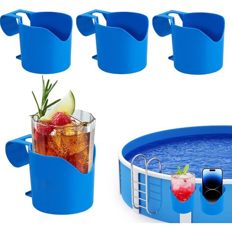 Porte-gobelet de piscine, lot de 4, porte-boisson pour piscine, porte-gobelet pour piscine, spa, anti-éclaboussures, accessoires de piscine pour boissons, téléphone portable (1/5)