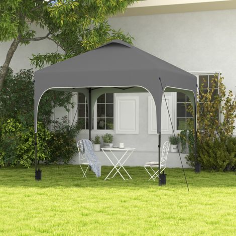 Tonnelle de jardin Pop-up pliant 2.5 x 2.5 m hauteur réglable tissu Oxford anti UV50+ châssis acier sac de transport