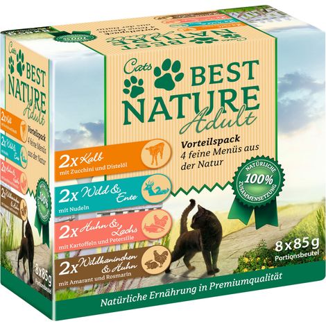 Best Nature Multi-Pack Nassfutter für Katzen, 8x 85g