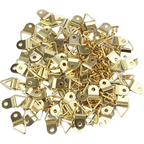 50 Pièces Support pour Cadre Photo Triangulaire en Métal Cuivre Or, Cintre à Anneau Petit, Résistant à L'usure, avec Vis pour Usage Domestique et Commercial (1/5)