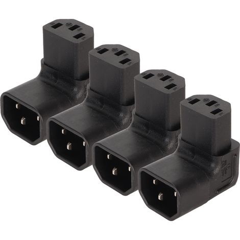 Lot de 4 adaptateurs secteur IEC320 C14 vers IEC320 C13. Adaptateurs de prise C14 vers C13 professionnels pour onduleur, PDU, serveur et prise d'ordinateur. (1/5)