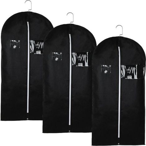 Funda de tela grande y gruesa de 3 piezas para abrigos y chaquetas,bolsa de almacenamiento con cremallera