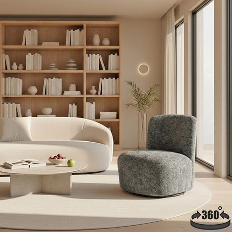 Fauteuil pivotant de salon JOYA, Gris foncé/ 66x69x75