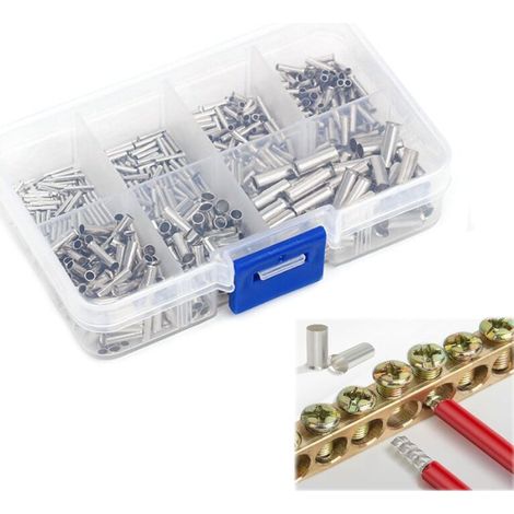 Lot de 600 embouts de câble non isolés - 7 types d'embouts de câble non isolés - 10-22 AWG - Pour projet électrique DIY (0,5/0,75/1/1,5/2,5/4,0/6,0 mm²)