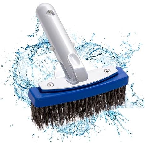 Brosse de piscine en acier inoxydable, 14 cm (5,5 pouces), pour les parois, le fond, les marches et le carrelage-AquaForge (1/5)